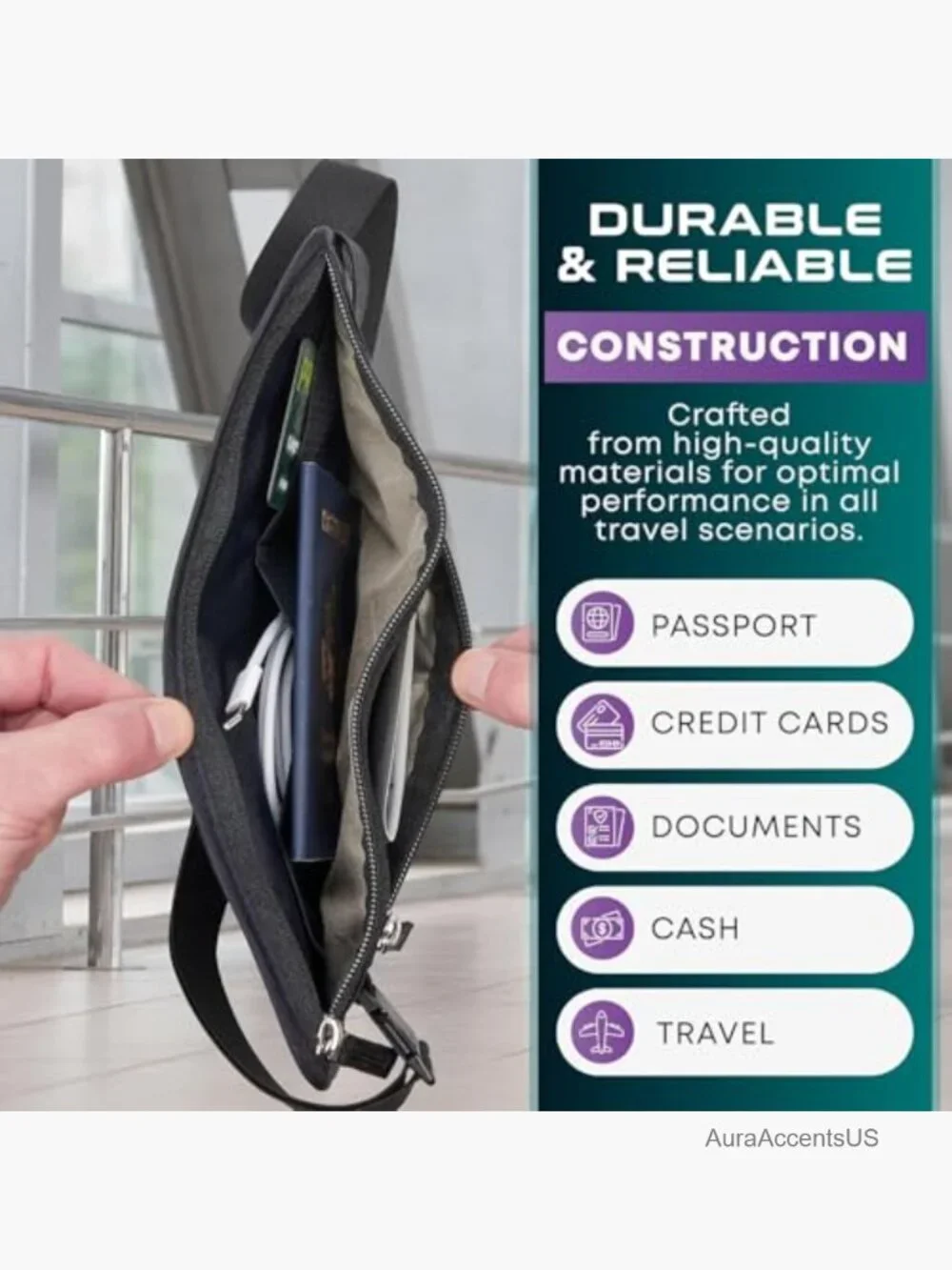 RFID Blocking Travel Money Belt & Passport Holder Slim Fanny Pack Secure Pouch